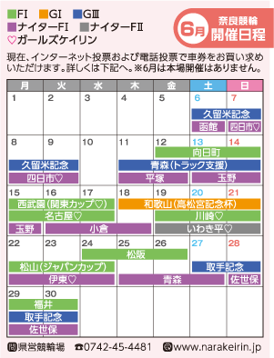 奈良競輪　6月開催日程