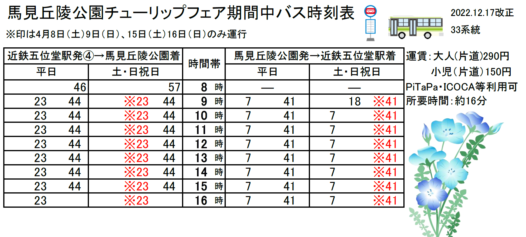 バス時刻表 臨時バス時刻表