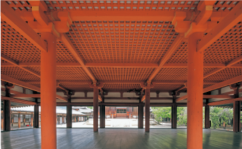 法隆寺東院礼堂 修理前 内部全景