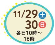 11/29土30日各日10時〜16時
